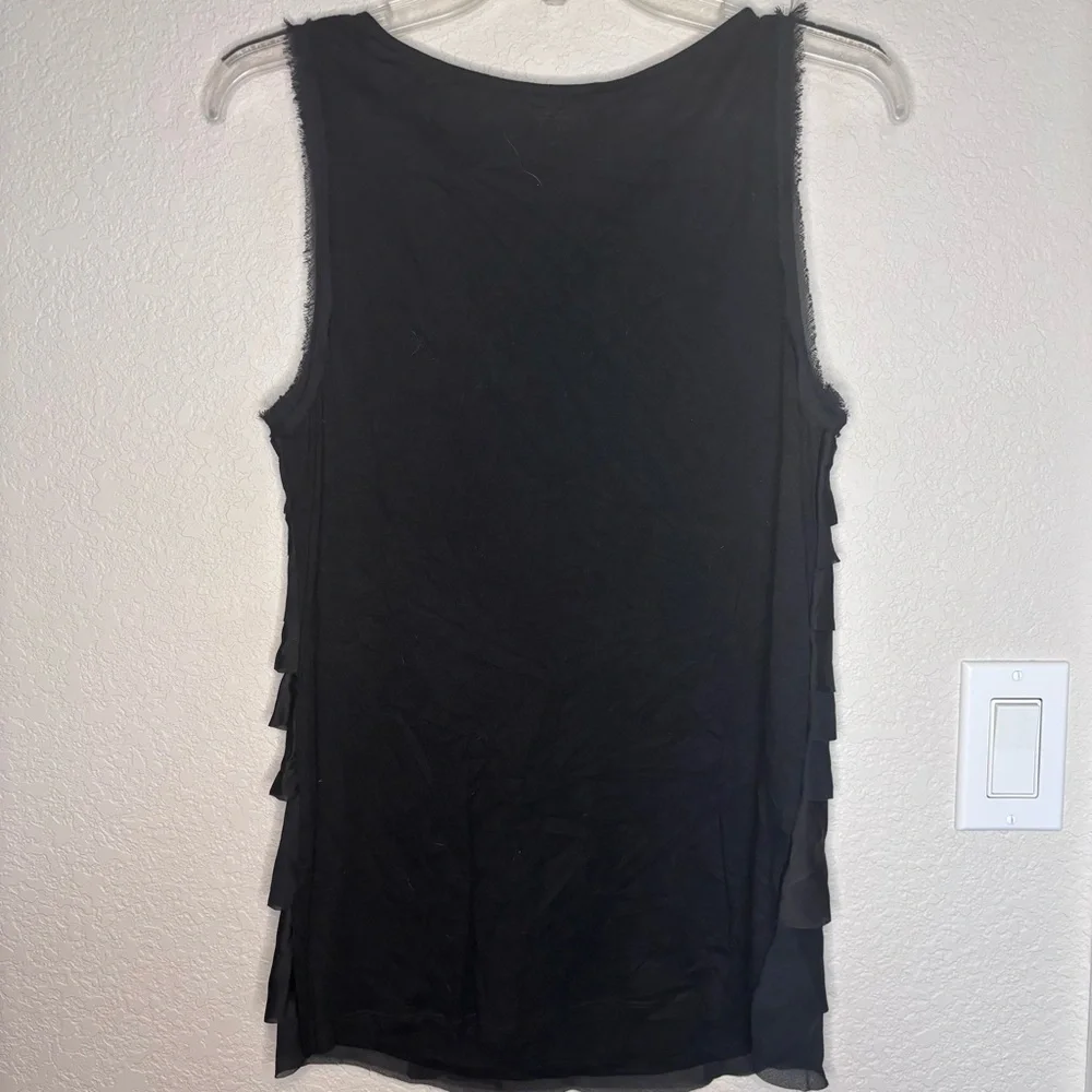 LOFT Women’s Elegant Black Layered Ruffled Asymmetrical Top - Picture 6 of 10